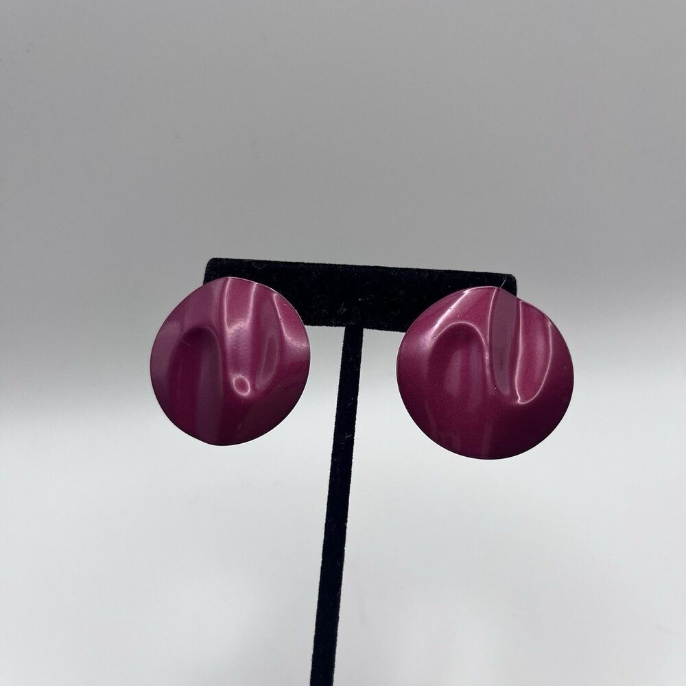 Vintage 80's-90's Era Hot Pink, Round,Abstract ,Earrings